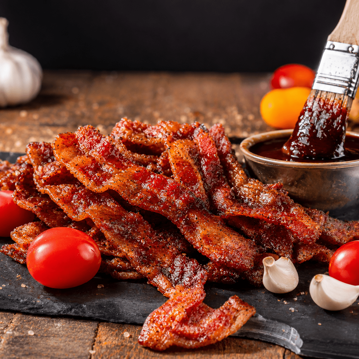 The Armored Kingdom Gourmet Western BBQ Recipe Bacon Jerky-Crunchy Strips-USA Made-Authentic Smoky Sweetness-Savory Richness-Bold Taste - The Armored Kingdom