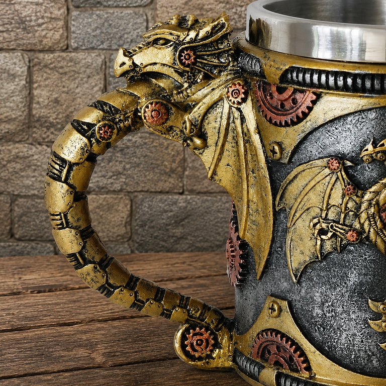 The Armored Kingdom Mechanical Dragon Mug-Stainless Steel Interior-Unique Gollector Gift - The Armored Kingdom
