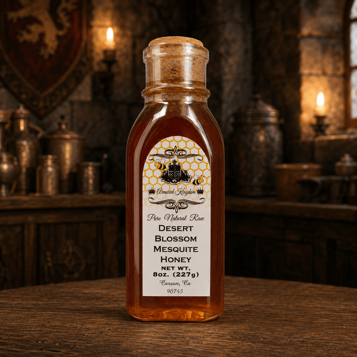 The Armored Kingdom Premium Desert Blossom Mesquite Honey Bottle-8oz-Sweet-Raw-Natural-Natural Sweetner - The Armored Kingdom