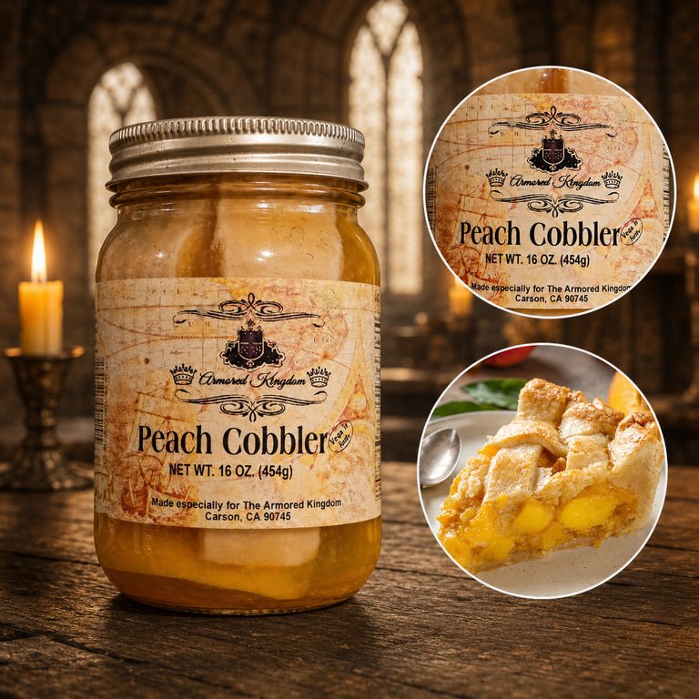 The Armored Kingdom Premium Peach Cobbler Pie in a Jar-16 oz-Real Delicious Peaches - The Armored Kingdom