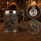 The Armored Kingdom Walnut Brown Battleborn Dragon Mug-Handcrafted-Solid Construction-Easy Grip-16oz Capacity - The Armored Kingdom