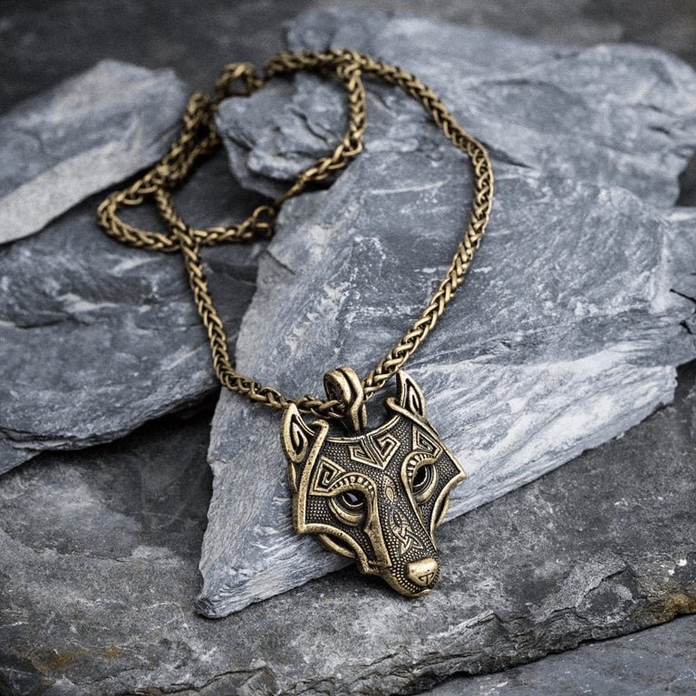 The Armored Kingdom Winterborn Golden Wolf Necklace-Protector-Warrior Spirit-Celtic Golden Wolf Design - The Armored Kingdom