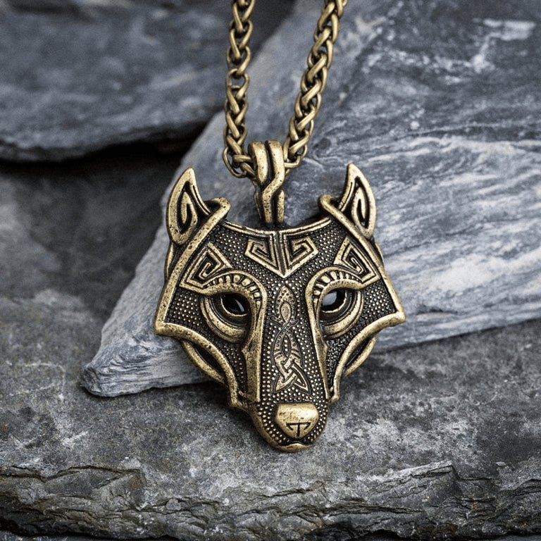The Armored Kingdom Winterborn Golden Wolf Necklace-Protector-Warrior Spirit-Celtic Golden Wolf Design - The Armored Kingdom