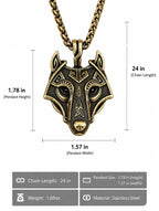 The Armored Kingdom Winterborn Golden Wolf Necklace-Protector-Warrior Spirit-Celtic Golden Wolf Design - The Armored Kingdom