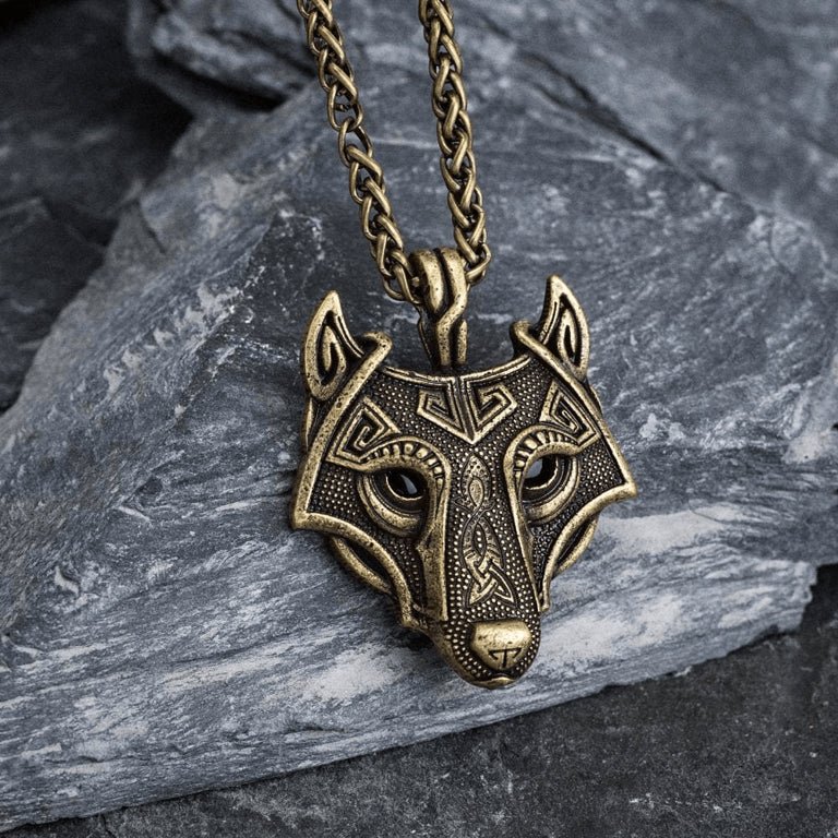 The Armored Kingdom Winterborn Golden Wolf Necklace-Protector-Warrior Spirit-Celtic Golden Wolf Design - The Armored Kingdom