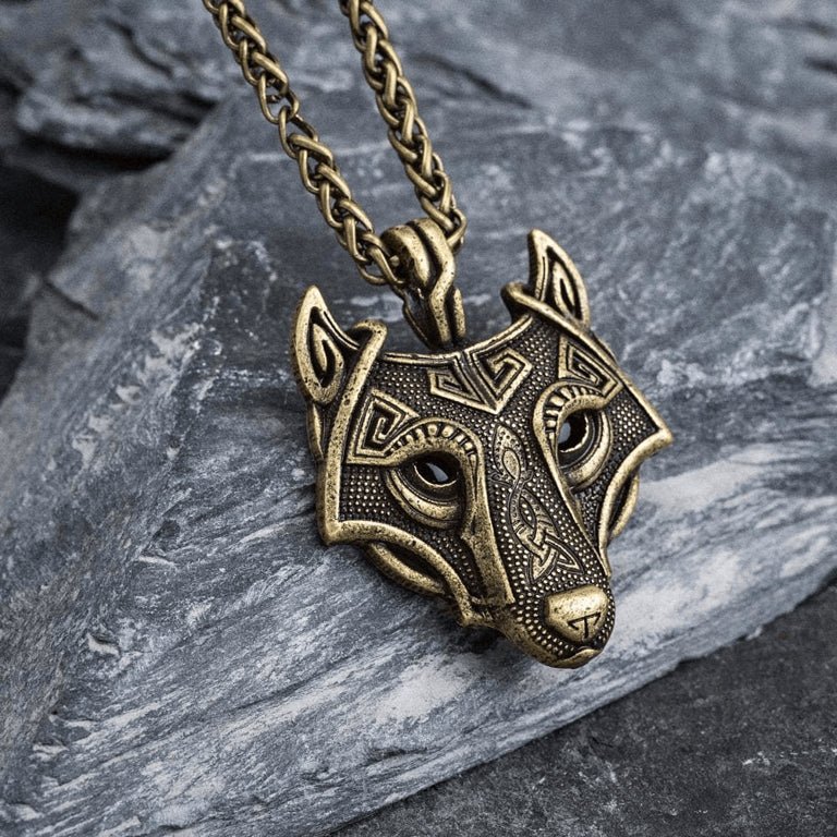 The Armored Kingdom Winterborn Golden Wolf Necklace-Protector-Warrior Spirit-Celtic Golden Wolf Design - The Armored Kingdom